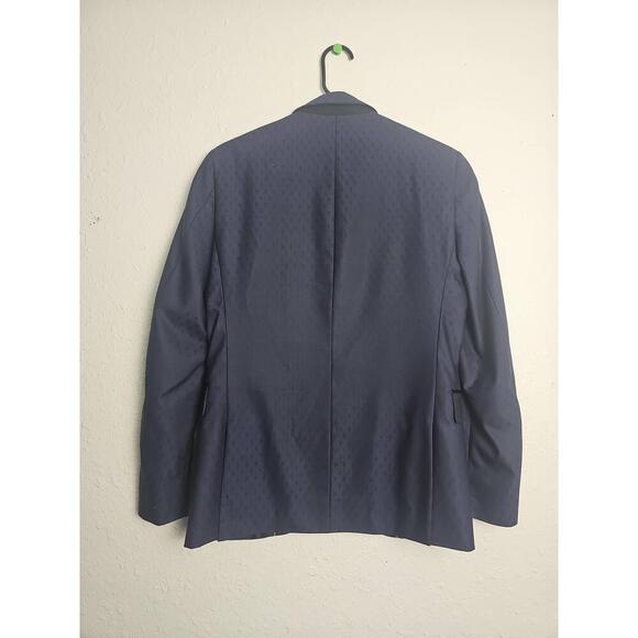 J Ferrar Youth Short Slim Tipped Small Blue Jaquard Dot Blazer Suit Jacket - Picture 5 of 9